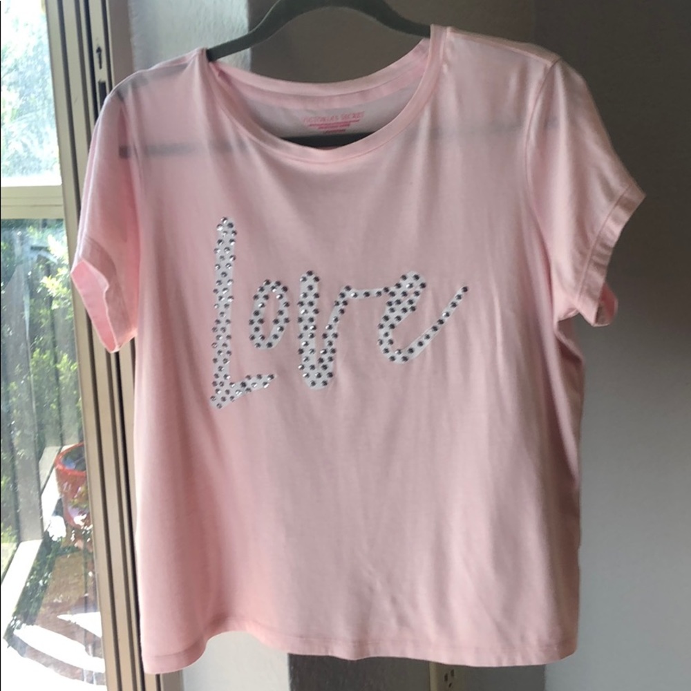 LOVE light pink flowy tee